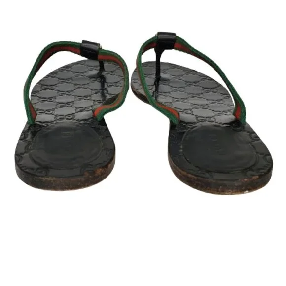 Gucci GG Web Stripe Thong Flip Flop Sandals - Picture 6 of 9